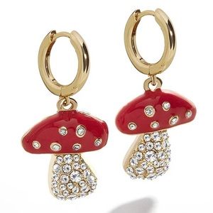 Darling Gold & Red Crystal Mushroom Earrings